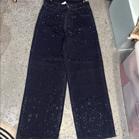 House of Harlow fully beaded Wide-Leg Jeans